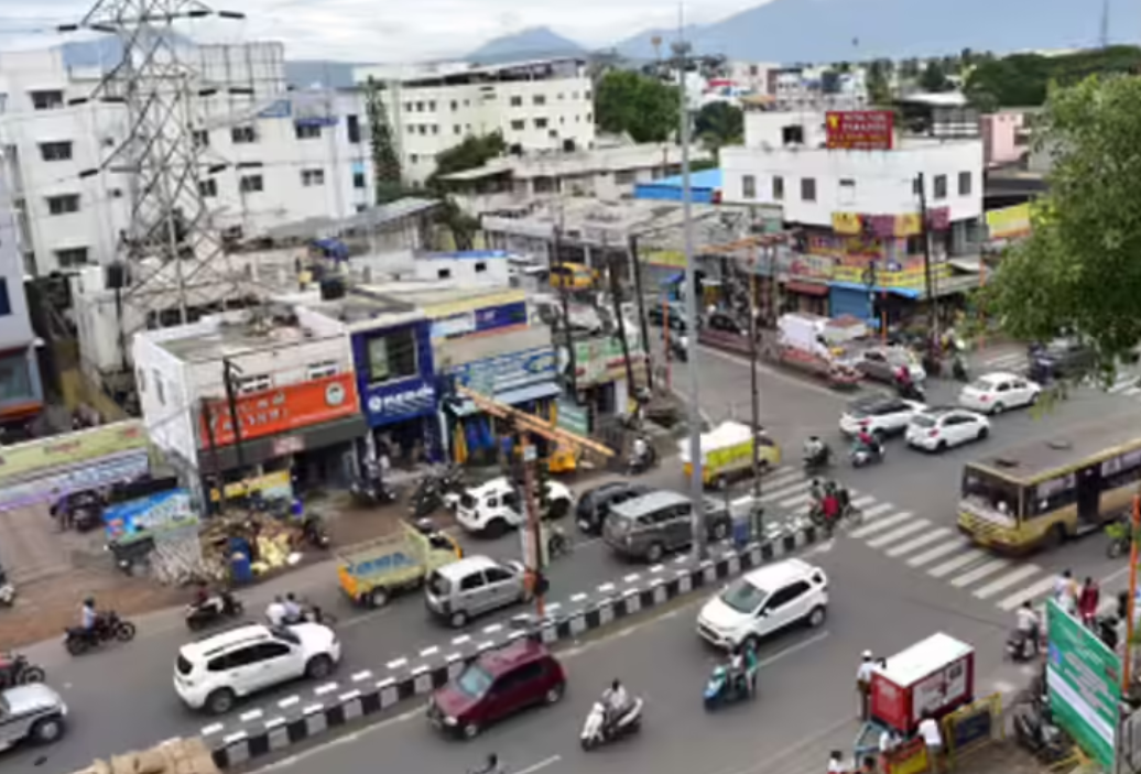 Serene Saibaba Colony residential neighborhood street in Coimbatore for families.