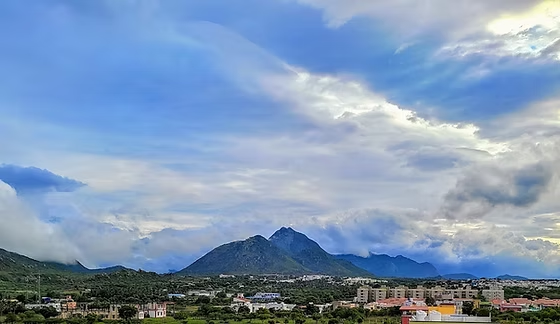 Scenic view of the Kovaipudur residential township near the Western Ghats, Coimbatore.