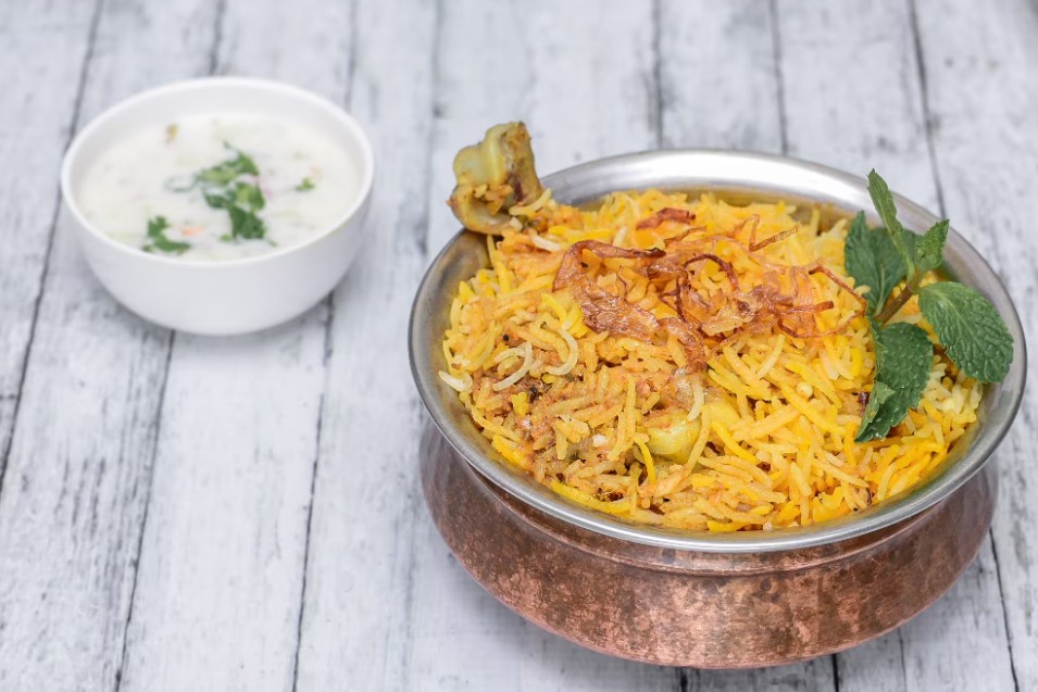 Fragrant Lucknowi Awadhi Biryani served at Lucknowiz, Koramangala, a top choice for Best Biryani in Bangalore.