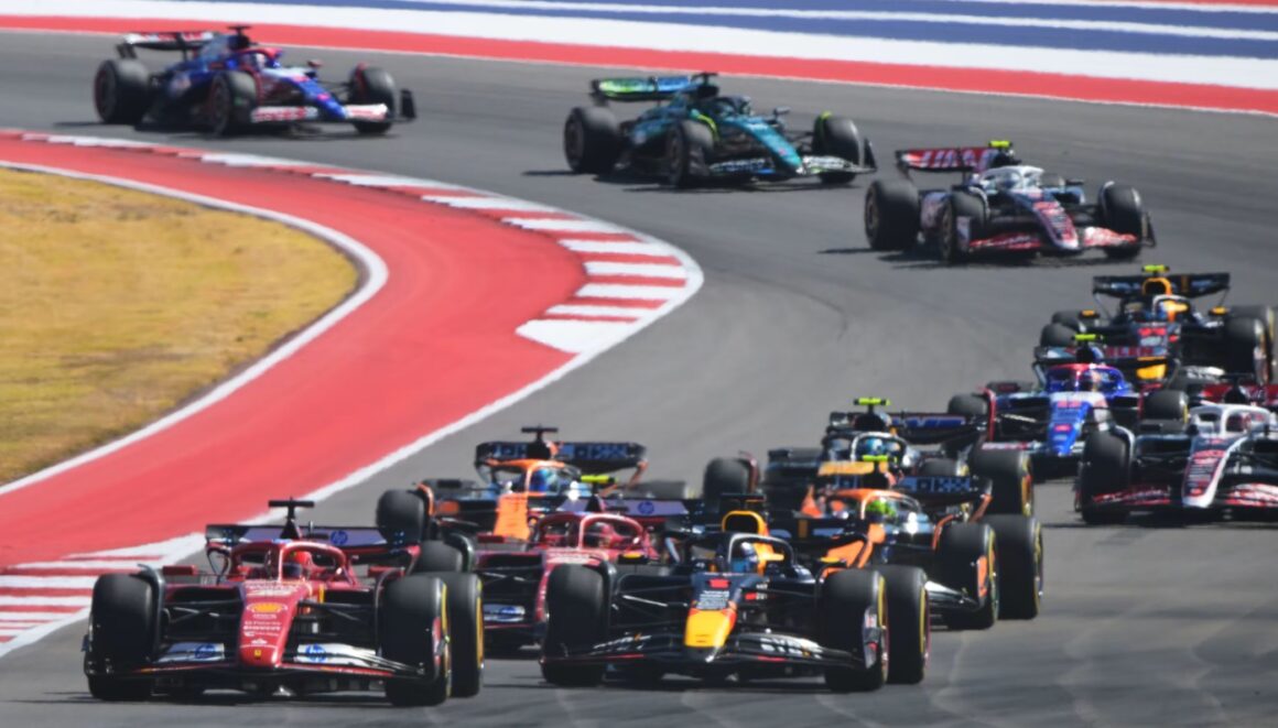 A Formula 1 race car on track, representing one of the most expensive sports ever with its $140.4 million budget cap