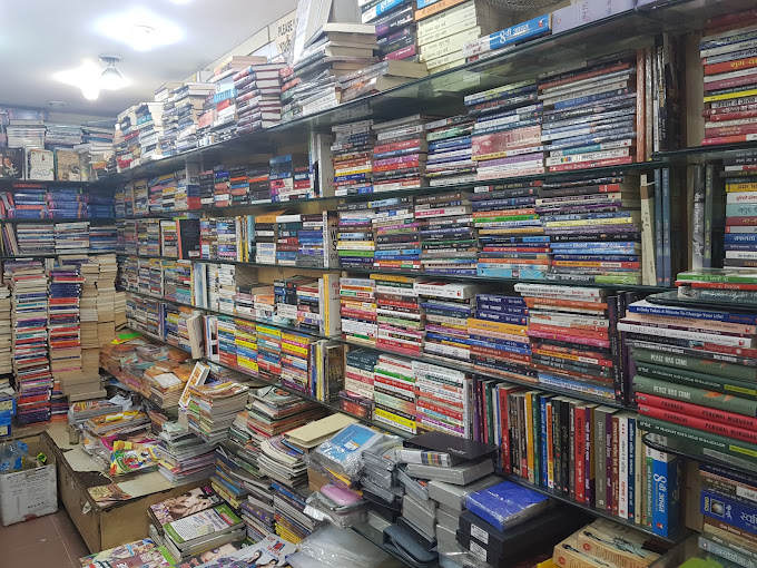 Books in shelves. Modern Book Stall book Store in Lucknow